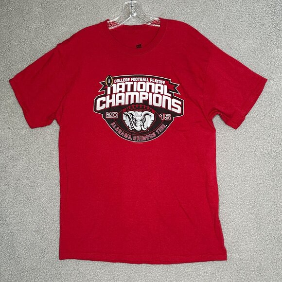 Alabama Crimson Tide T Shirt Mens Large Red National Champions 2015 Graphic Logo - Picture 2 of 8